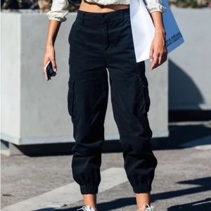 Zara Black Cropped Faded Cargo Pants Medium M Harem Cargo